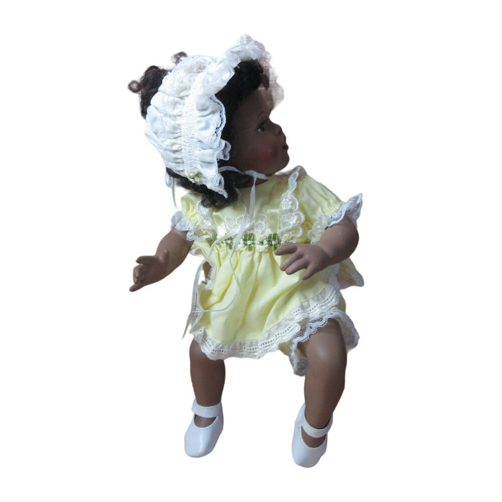 Musical African American 12" Porcelain Laying Doll - Plays Hush Little Baby